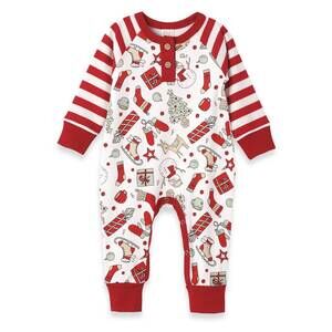 NEW TESA BABE kids long sleeve henley romper in red